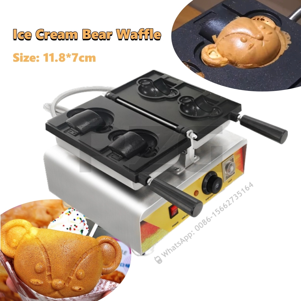 Waffle Cone Maker - 2개 테디베어 모양 미니 와플 케이크