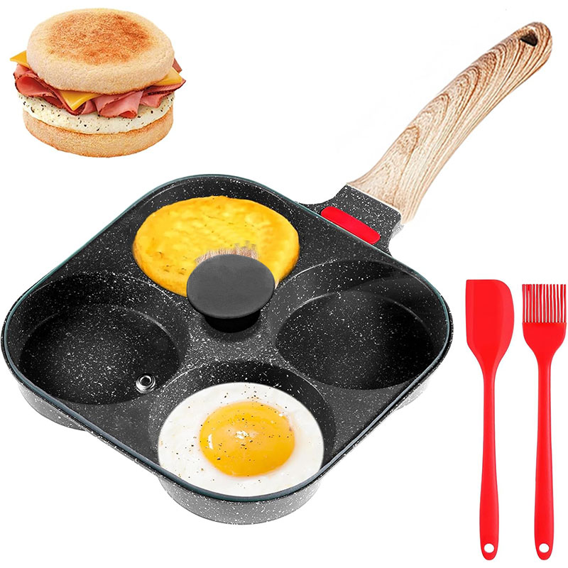 Mini Pancake Griddle - 뚜껑이 있는 깊은 계란 프라이팬 4컵