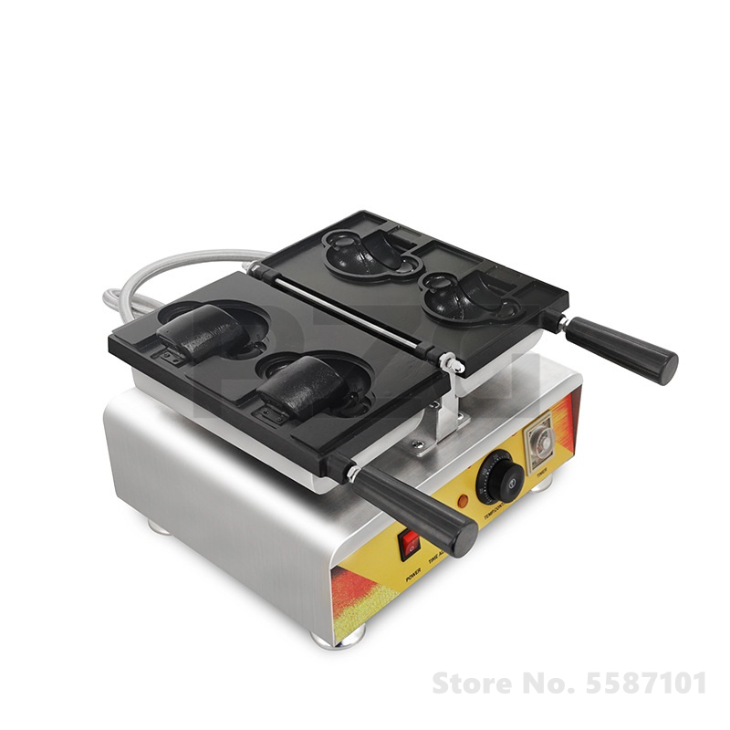 2개 테디베어 모양 미니 와플 케이크 메이커 디지털 아 - Waffle Cone Maker 리뷰 및 가격